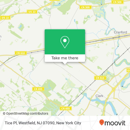 Mapa de Tice Pl, Westfield, NJ 07090