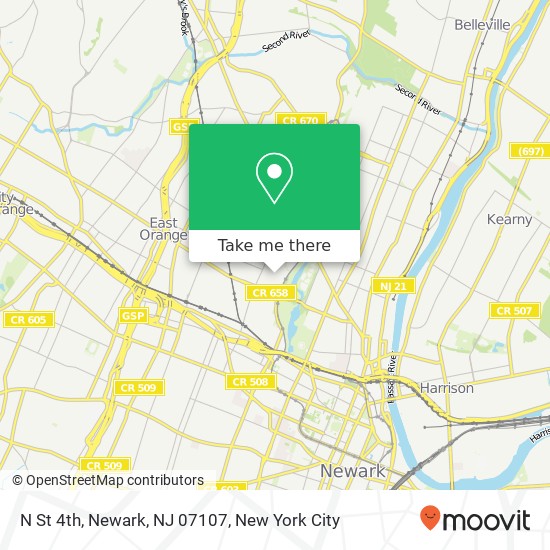 Mapa de N St 4th, Newark, NJ 07107