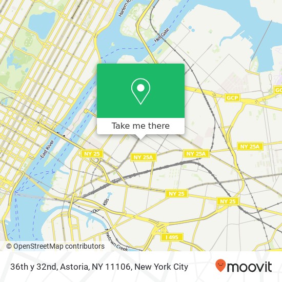 Mapa de 36th y 32nd, Astoria, NY 11106