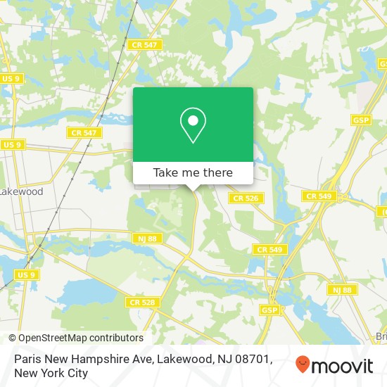 Mapa de Paris New Hampshire Ave, Lakewood, NJ 08701