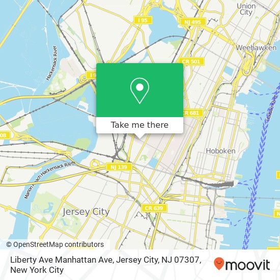 Liberty Ave Manhattan Ave, Jersey City, NJ 07307 map