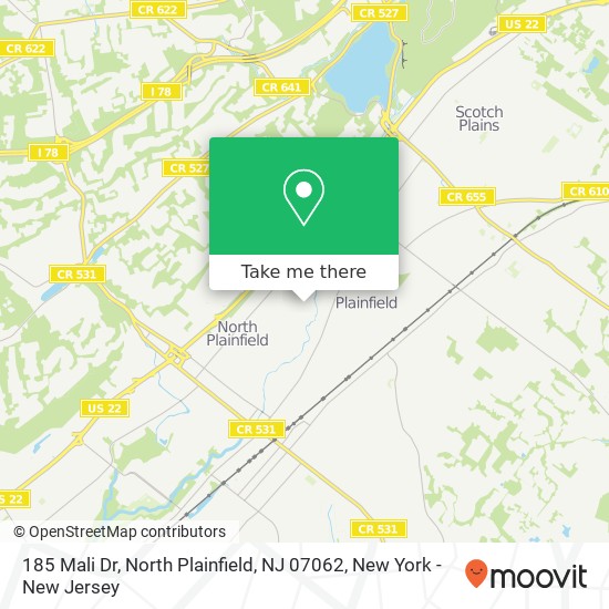 Mapa de 185 Mali Dr, North Plainfield, NJ 07062