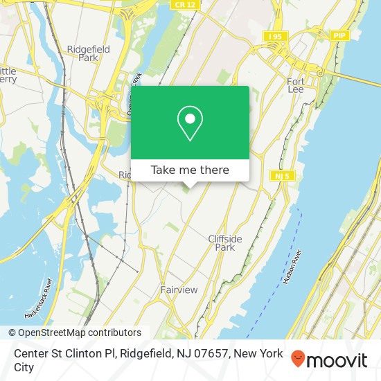 Mapa de Center St Clinton Pl, Ridgefield, NJ 07657