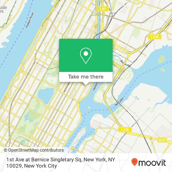 1st Ave at Bernice Singletary Sq, New York, NY 10029 map