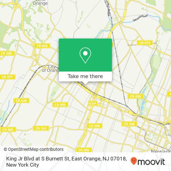 King Jr Blvd at S Burnett St, East Orange, NJ 07018 map
