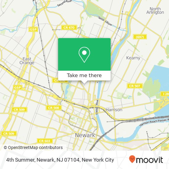 Mapa de 4th Summer, Newark, NJ 07104