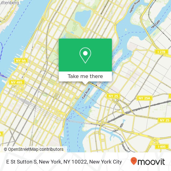 Mapa de E St Sutton S, New York, NY 10022