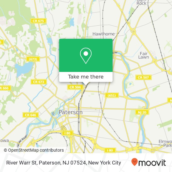 Mapa de River Warr St, Paterson, NJ 07524
