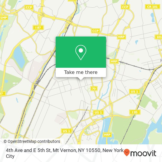 Mapa de 4th Ave and E 5th St, Mt Vernon, NY 10550