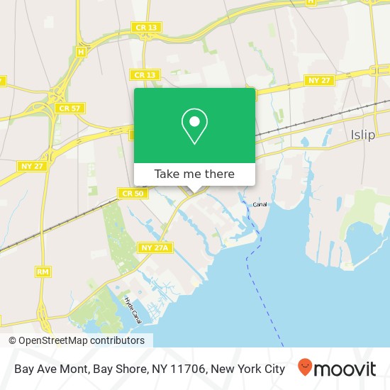Mapa de Bay Ave Mont, Bay Shore, NY 11706