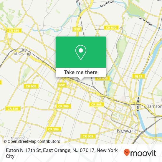 Mapa de Eaton N 17th St, East Orange, NJ 07017