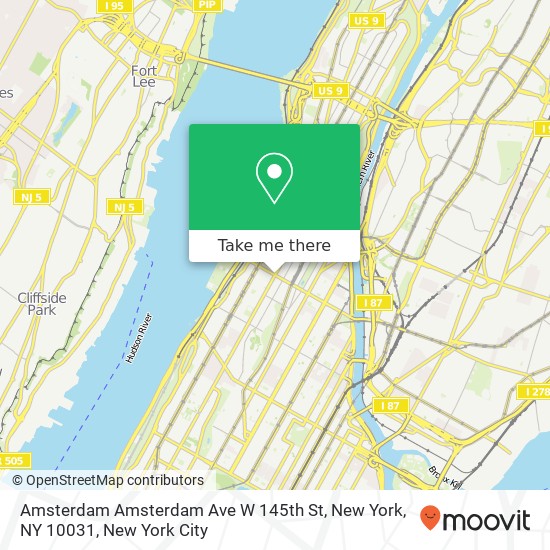 Amsterdam Amsterdam Ave W 145th St, New York, NY 10031 map