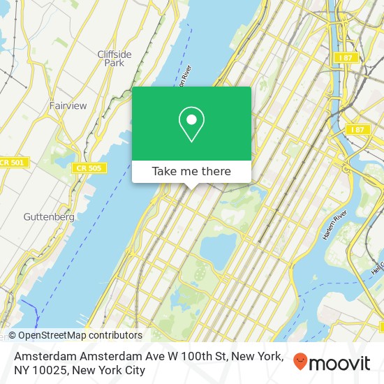 Amsterdam Amsterdam Ave W 100th St, New York, NY 10025 map