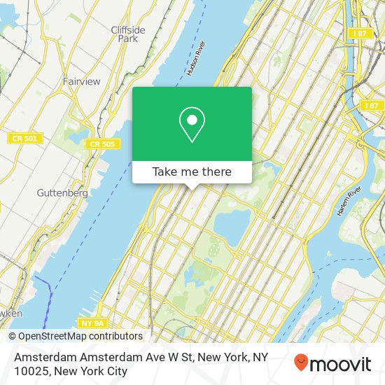 Amsterdam Amsterdam Ave W St, New York, NY 10025 map