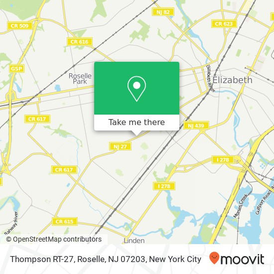 Mapa de Thompson RT-27, Roselle, NJ 07203