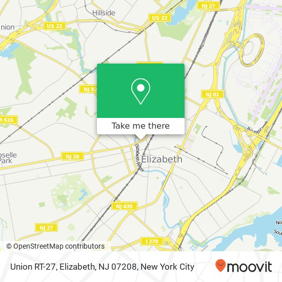 Mapa de Union RT-27, Elizabeth, NJ 07208