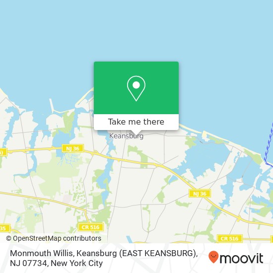 Mapa de Monmouth Willis, Keansburg (EAST KEANSBURG), NJ 07734