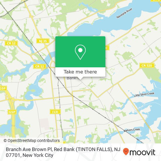 Branch Ave Brown Pl, Red Bank (TINTON FALLS), NJ 07701 map