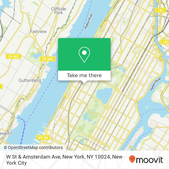 W St & Amsterdam Ave, New York, NY 10024 map