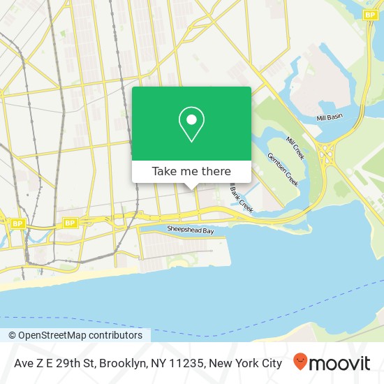 Mapa de Ave Z E 29th St, Brooklyn, NY 11235