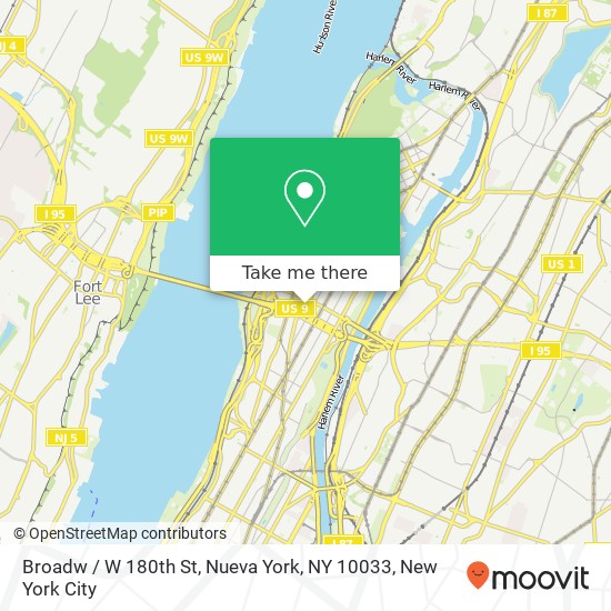 Broadw / W 180th St, Nueva York, NY 10033 map