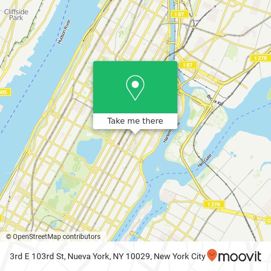 Mapa de 3rd E 103rd St, Nueva York, NY 10029