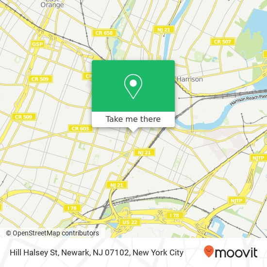 Mapa de Hill Halsey St, Newark, NJ 07102