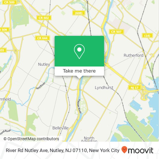 Mapa de River Rd Nutley Ave, Nutley, NJ 07110