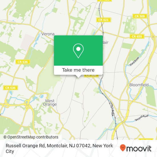 Mapa de Russell Orange Rd, Montclair, NJ 07042