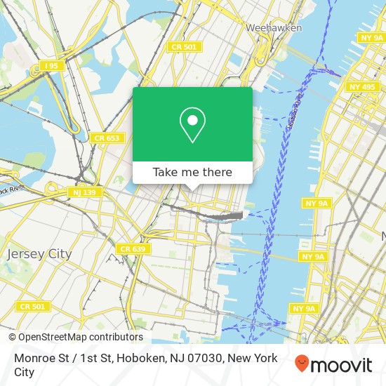 Mapa de Monroe St / 1st St, Hoboken, NJ 07030