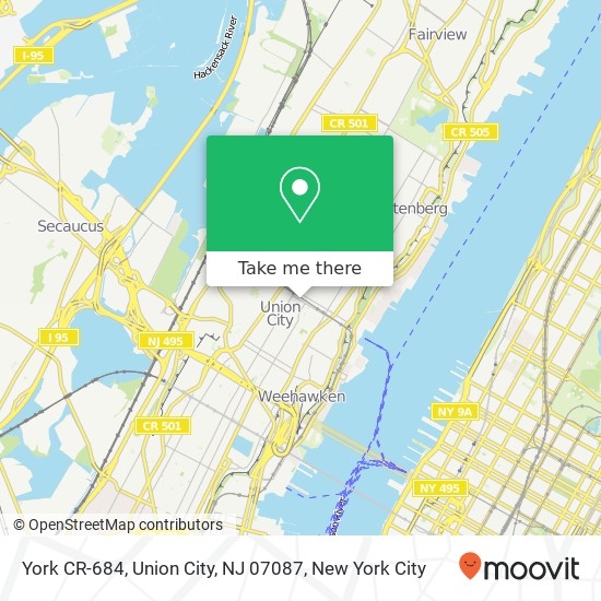 York CR-684, Union City, NJ 07087 map