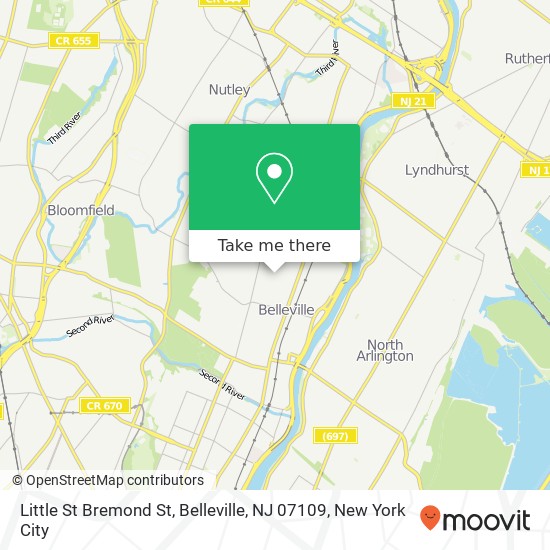 Mapa de Little St Bremond St, Belleville, NJ 07109