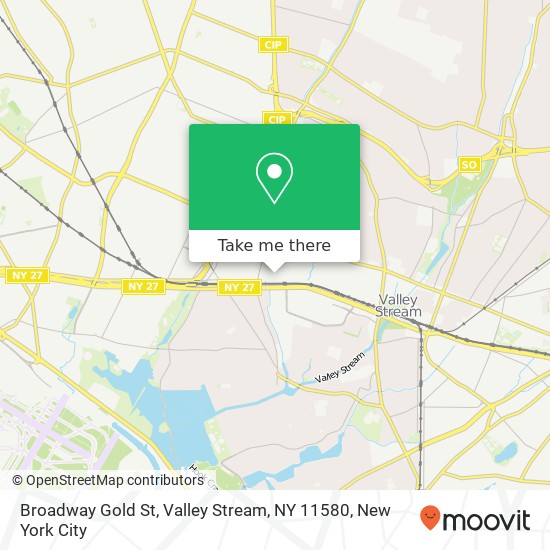 Mapa de Broadway Gold St, Valley Stream, NY 11580