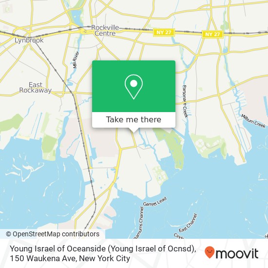 Young Israel of Oceanside (Young Israel of Ocnsd), 150 Waukena Ave map