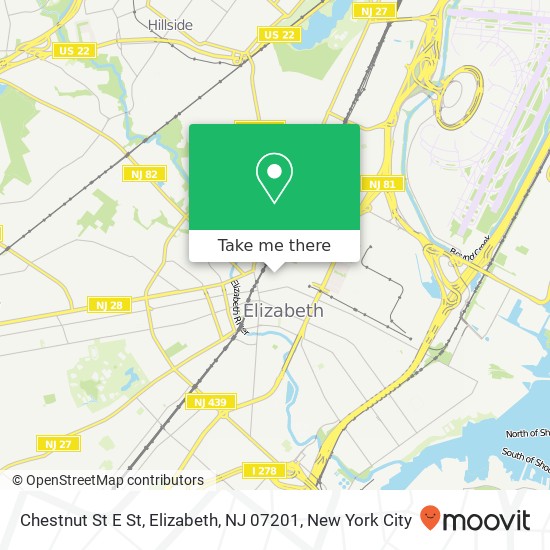 Chestnut St E St, Elizabeth, NJ 07201 map
