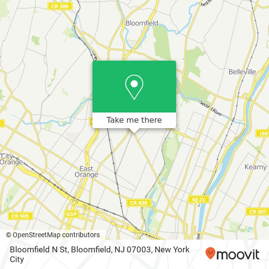Mapa de Bloomfield N St, Bloomfield, NJ 07003