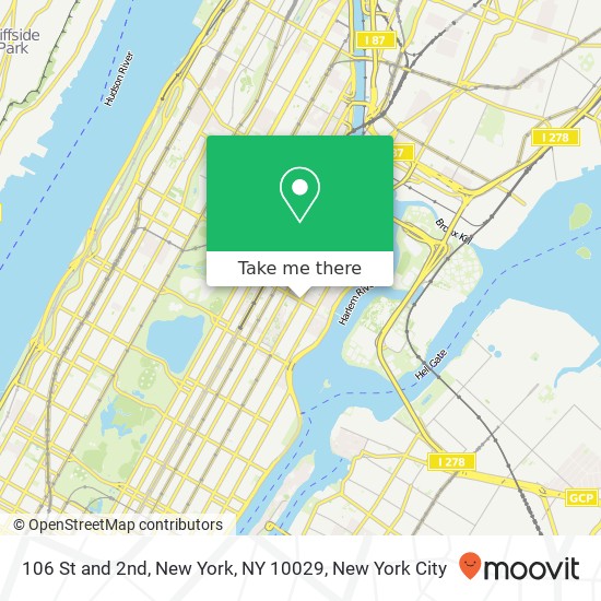 Mapa de 106 St and 2nd, New York, NY 10029