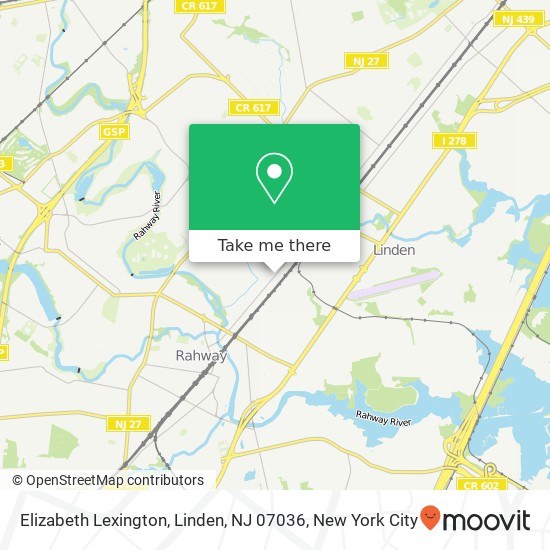 Mapa de Elizabeth Lexington, Linden, NJ 07036