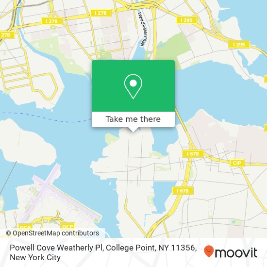 Mapa de Powell Cove Weatherly Pl, College Point, NY 11356