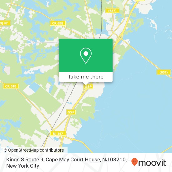 Mapa de Kings S Route 9, Cape May Court House, NJ 08210