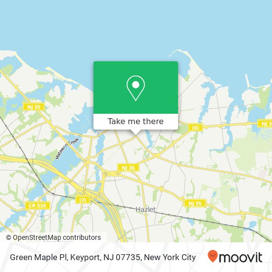 Mapa de Green Maple Pl, Keyport, NJ 07735