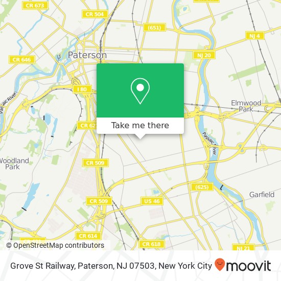 Mapa de Grove St Railway, Paterson, NJ 07503