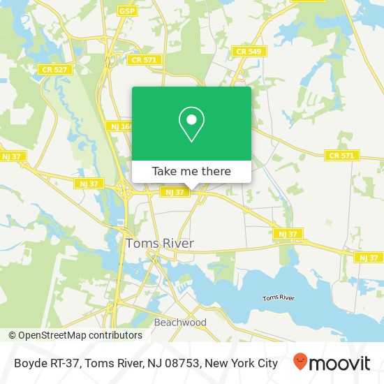 Mapa de Boyde RT-37, Toms River, NJ 08753