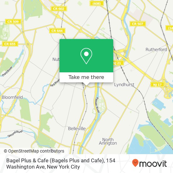 Mapa de Bagel Plus & Cafe (Bagels Plus and Cafe), 154 Washington Ave