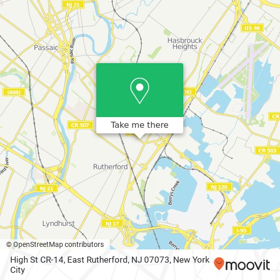 Mapa de High St CR-14, East Rutherford, NJ 07073