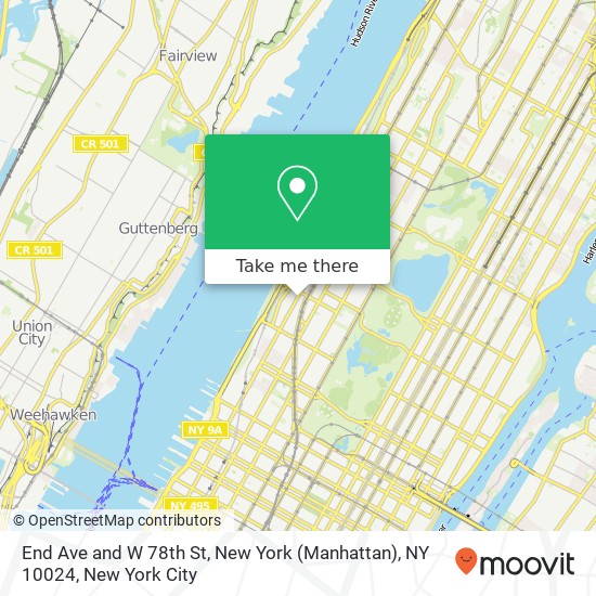 Mapa de End Ave and W 78th St, New York (Manhattan), NY 10024