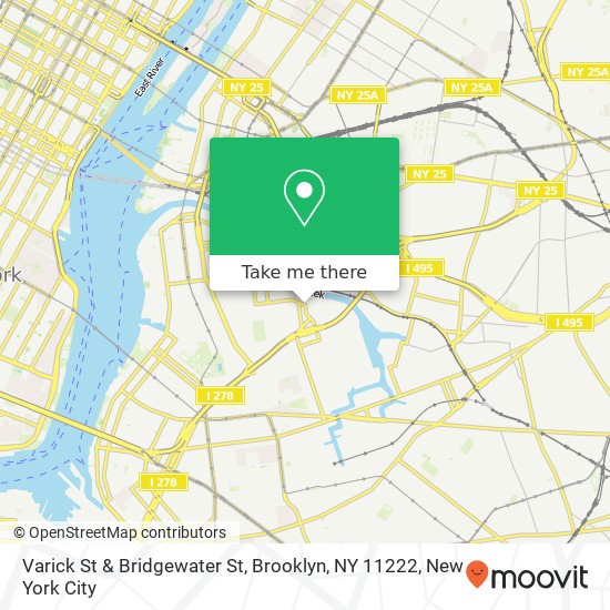 Mapa de Varick St & Bridgewater St, Brooklyn, NY 11222