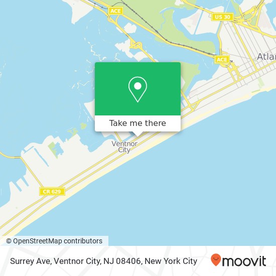 Mapa de Surrey Ave, Ventnor City, NJ 08406