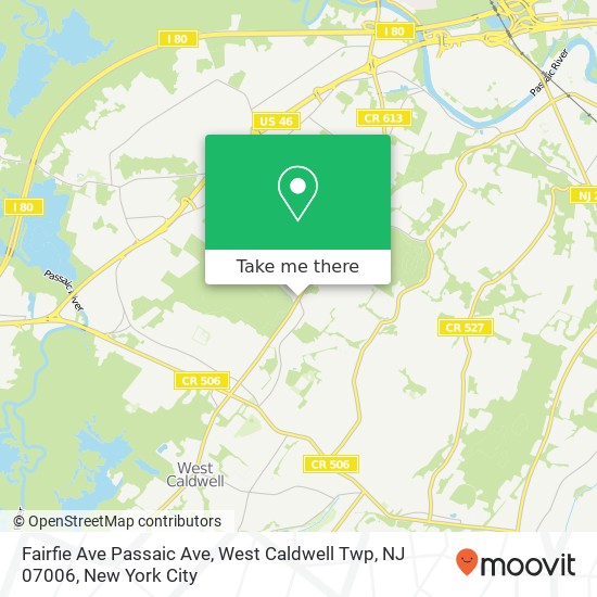 Mapa de Fairfie Ave Passaic Ave, West Caldwell Twp, NJ 07006