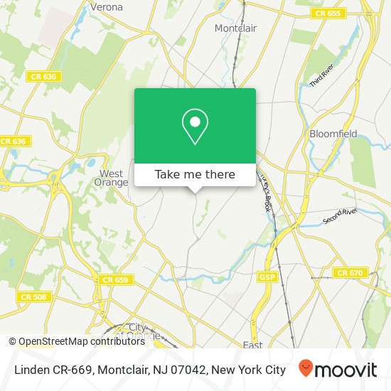 Mapa de Linden CR-669, Montclair, NJ 07042